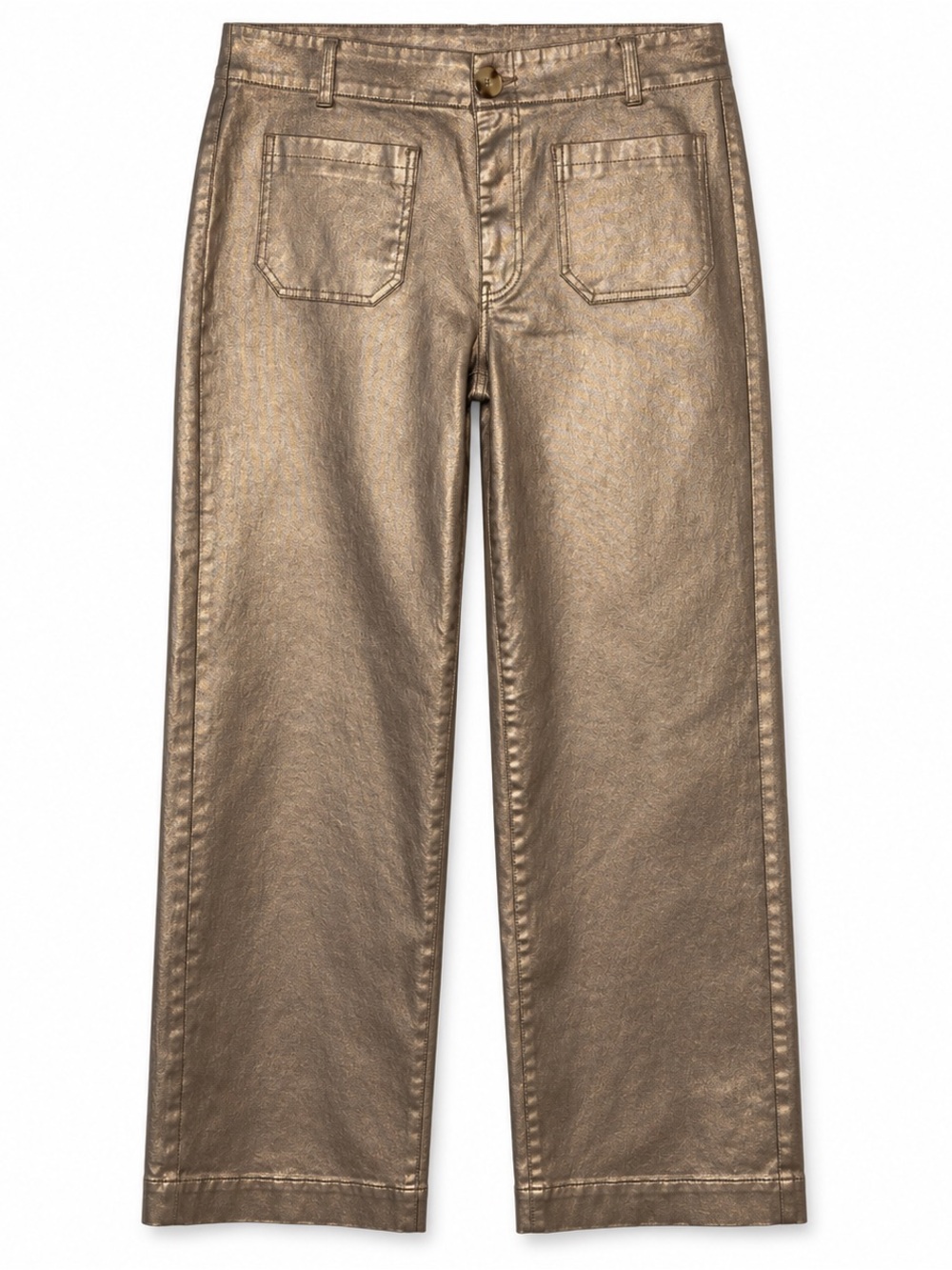 NWT Nurture Metallic Bronze Wide Leg Pants Coated Holiday Party - Picture 2 of 12